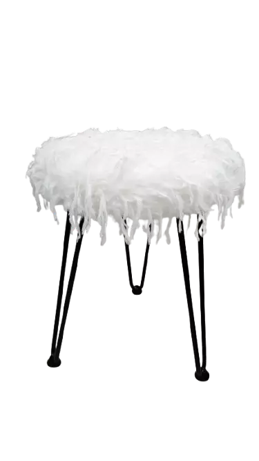 Pörröjakkara luonnonvalkoinen - Rahit ja jakkarat - 6438159394406 - 1