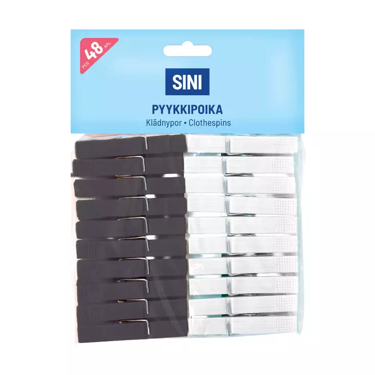 PYYKKIPOIKA SINI 48 KPL - Pyykkinarut ja pyykkipojat - 6423800015366 - 1