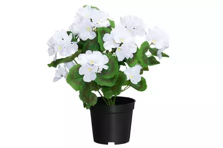 4Living Pelargonia ruukussa valkoinen - Tekokukat ja -kasvit - 6410416529837 - 1
