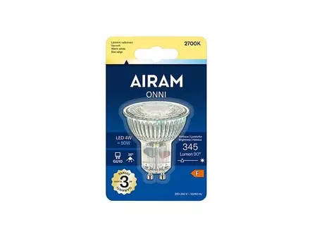 Airam LED Onni Spottilamppu GU10 4W 345lm 2700K 36D - Lamput ja polttimot - 6435200252937 - 2