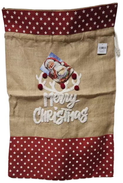 Juutti joulusäkki 60x90 cm - Paketointitarvikkeet - 6438506006327 - 1