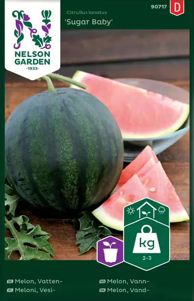 Meloni, Vesi-, Sugar Baby - Vihannesten ja hedelmien siemenet - 7312600856547 - 1