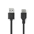 Nedis USB jatkokaapeli | 3.00 m | Musta - Tietokonekaapelit - 5412810288847 - 1