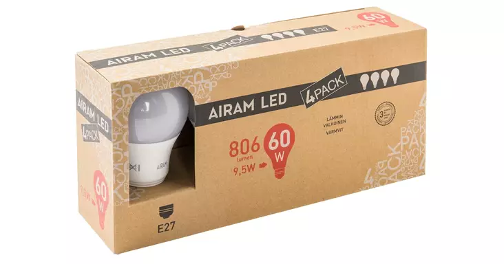 AIRAM LED 4PACK 8,5W VAKIOKUPU - Lamput ja polttimot - 6435200219497 - 1