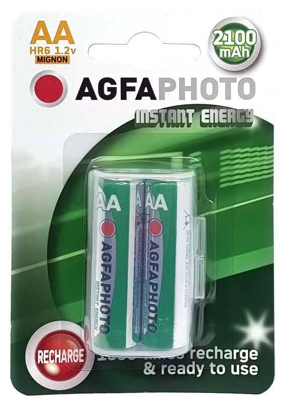 AgfaPhoto AA 2100 esiladattu akku x 2 -pakkaus - Ladattavat paristot - 4250175803937 - 1