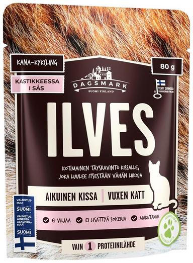 Dagsmark ILVES kotimainen kissan täysravinto, kanaa kastikkeessa 80 g - Kissan märkäruoka - 6430066383337 - 1