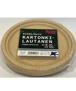 ECO LAUTANEN 18CM RUSKEA 25 kpl ROSA - Kertakäyttöastiat ja -välineet - 6418055416037 - 1