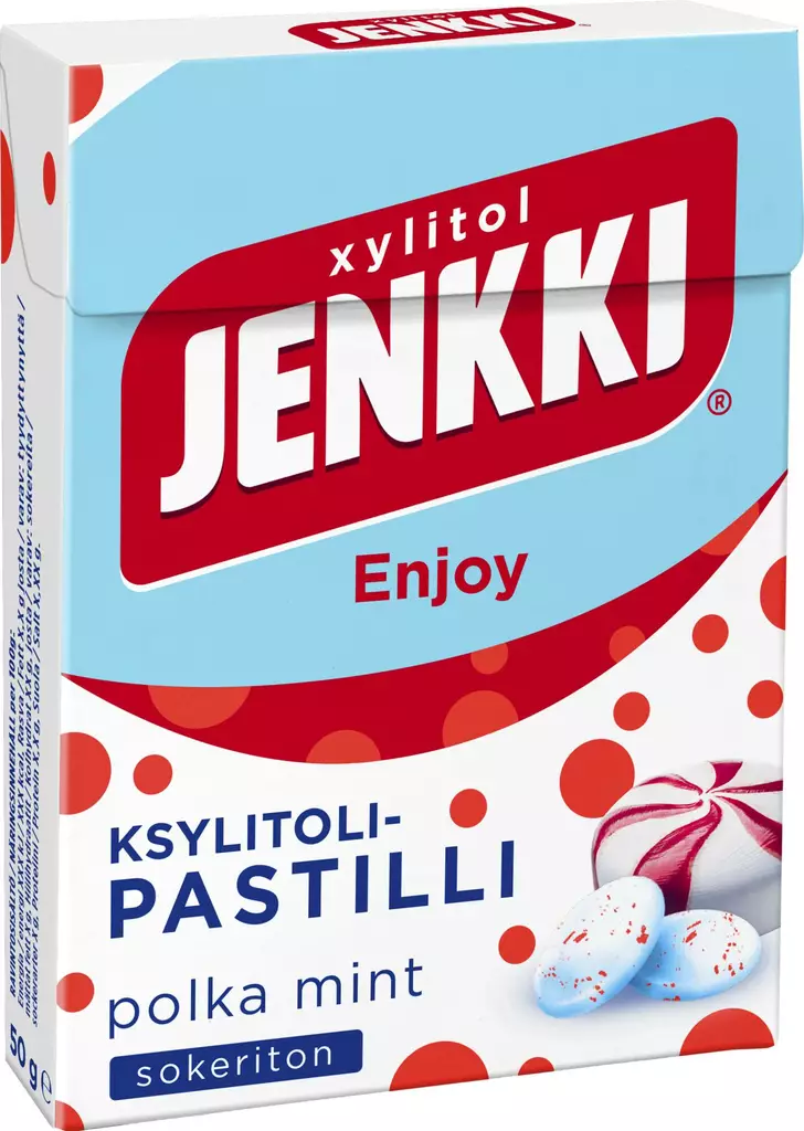 JENKKI ENJOY POLKA MINT 50G KSYLITOLI - Purukumit ja pastillit - 6420256015797 - 1