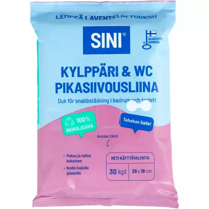 KYLPPÄRI & WC PIKASIIVOUSLIINA 30KPL - Siivousliinat ja -sienet - 6423800037627 - 1