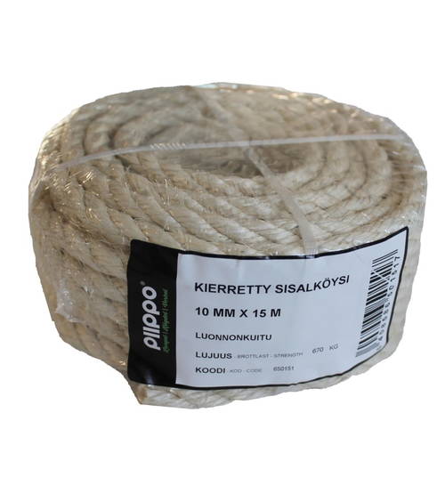 Kierretty sisal, minikieppi 10mm x 15m - Köydet ja narut - 6408586501517 - 1