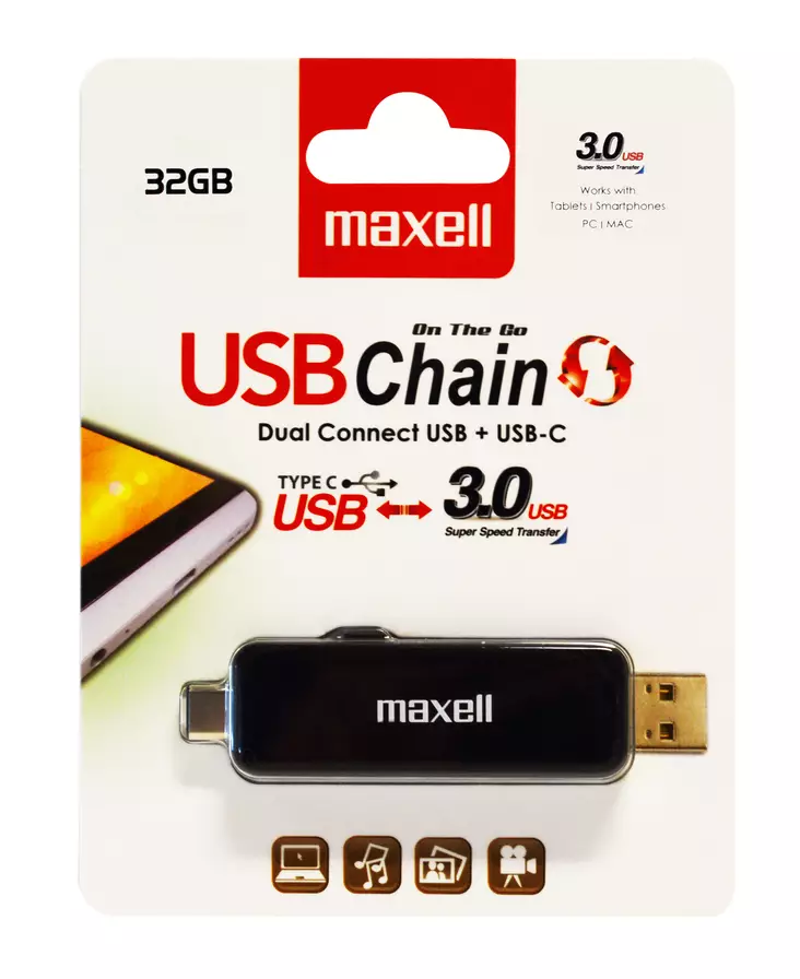 Maxell USB 3.0 OTG 32GB USB-C - Tallennusvälineet - 4902580780227 - 1