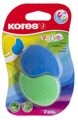 Pyyhekumi 2 kpl/blister Kores eri värejä - Pyyhekumit - 9023800405227 - 1