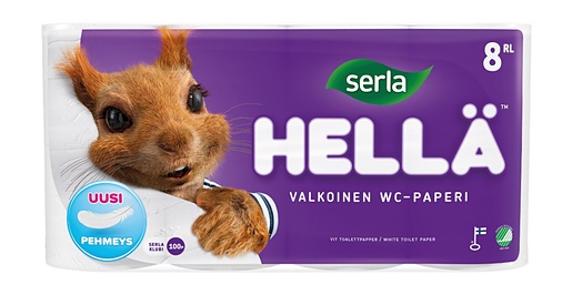 Serla Hellä WC-paperi 8rl valkoinen - WC-paperit - 6414301024797 - 1