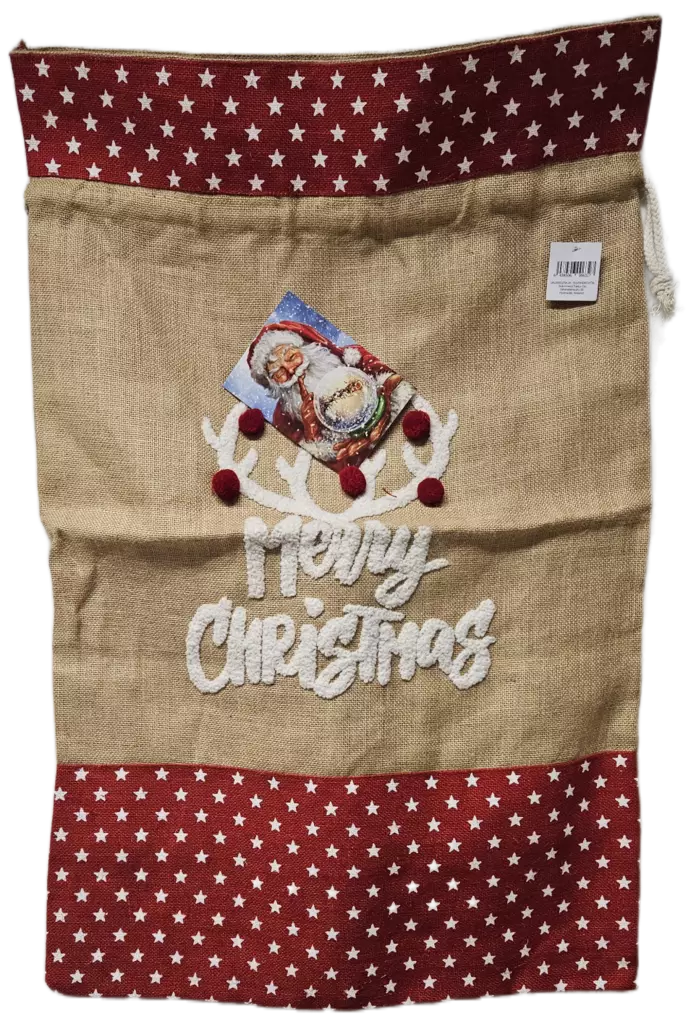 Juutti joulusäkki 60x90 cm - Paketointitarvikkeet - 6438506006327 - 1