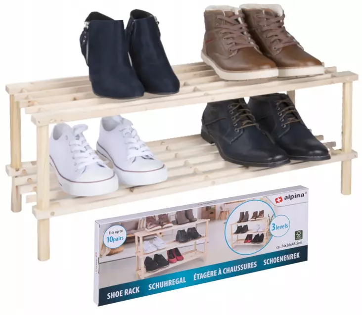Alpina Kenkäteline 2 tasoa puinen - Kenkien säilyttäminen - 8711252472997 - 1