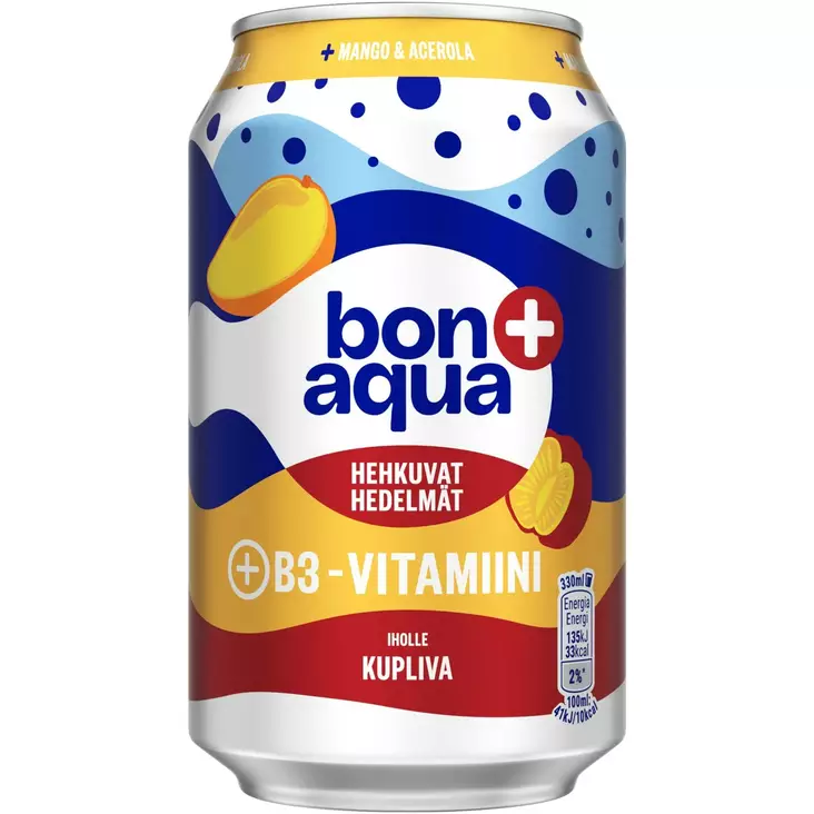 Bonaqua Hehkuvat Hedelmät tölkki 0,33L - Limut - 6415600592277 - 1