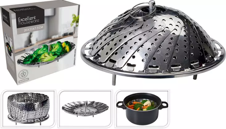 Höyrystin teräs 200X230X75 mm - Avaajat, raastimet ja keittiötarvikkeet - 8721037803847 - 1