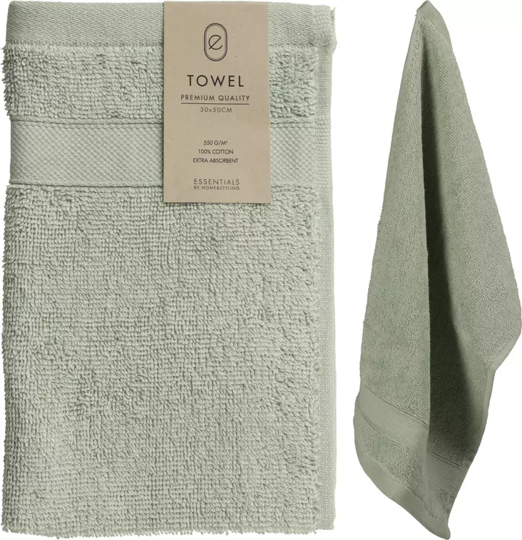Käsipyyhe 30x50 cm, vaaleanvihreä - Käsi- ja kylpypyyhkeet - 8720573823227 - 1