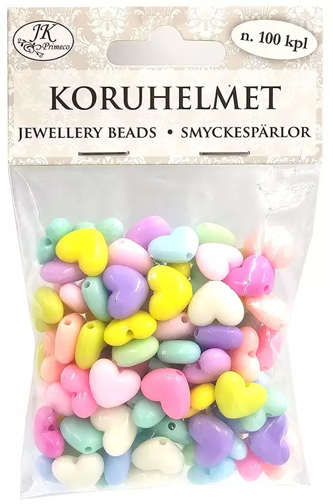 Koruhelmet Sydän pastelli 100kpl - Tee-se-itse DIY - 6417715271177 - 1