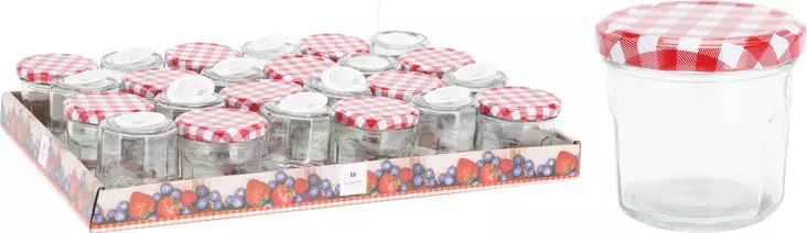 Lasipurkki ruutukuosi kansi 160ml - Marjanpoimintatarvikkeet - 8721037067867 - 1