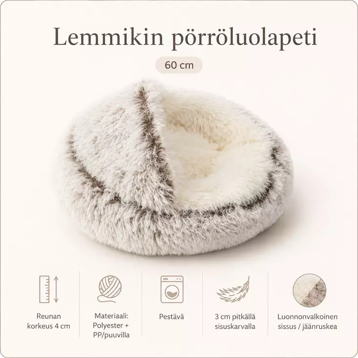 Lemmikin pörröluolapeti 60 cm - Koiran pedit ja korit - 6438506020927 - 1