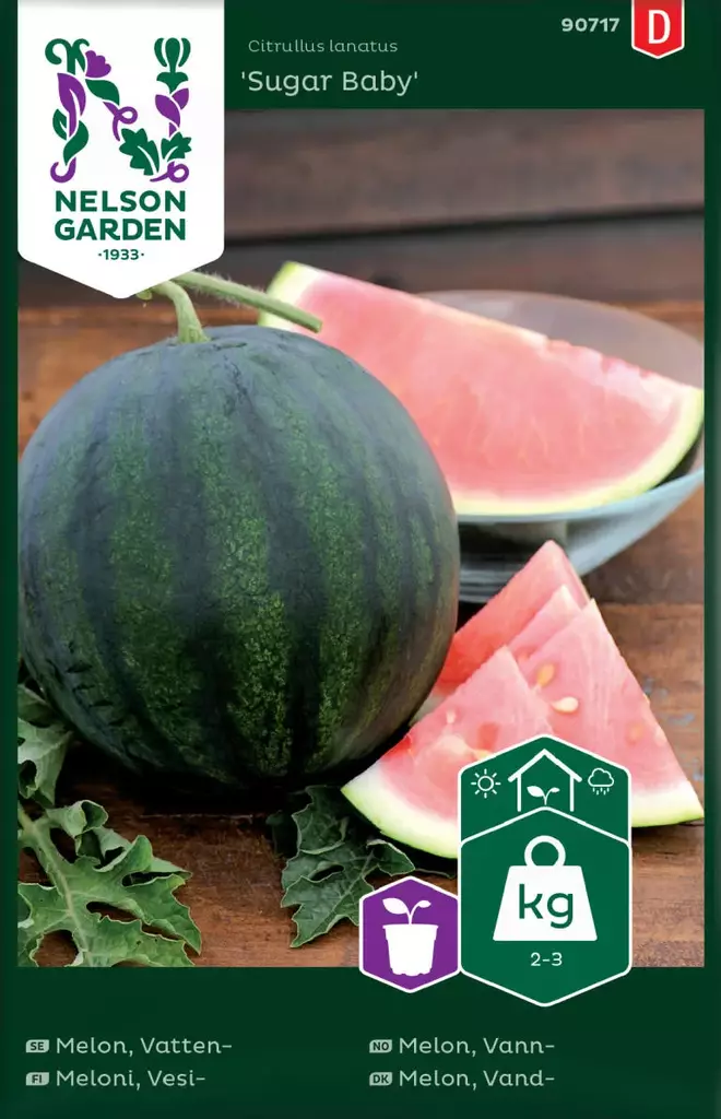 Meloni, Vesi-, Sugar Baby - Vihannesten ja hedelmien siemenet - 7312600856547 - 1