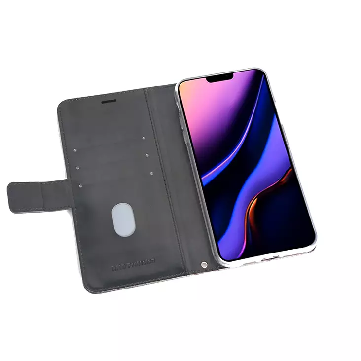 Mobia lompakkolaukku iPhone 15, musta - Puhelinkotelot - 6430076523327 - 1