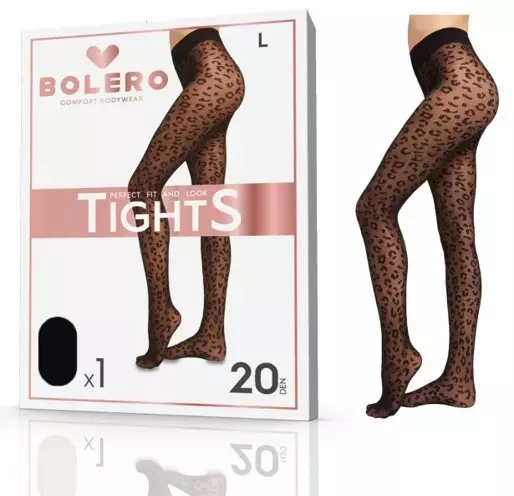 N Sukkahousut Leopardi xl 20den musta - Sukkahousut - 6438506020507 - 1