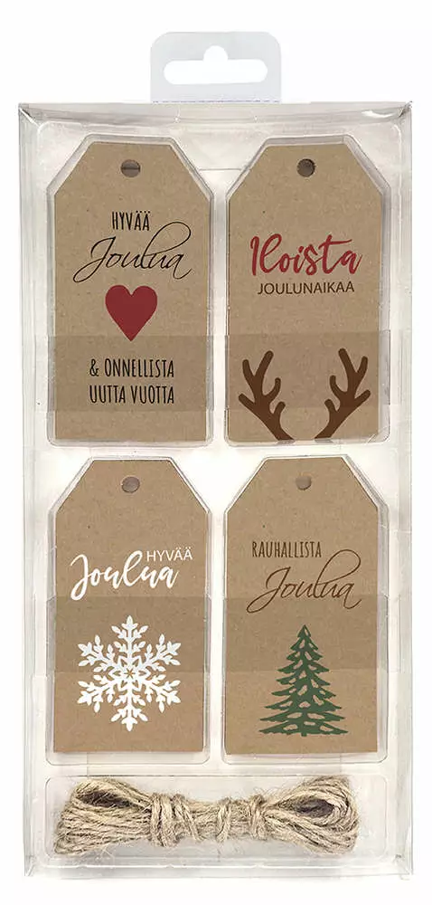 Pakettikorttisetti Joulu uusioruskea 20kpl - Joulukorttiaskartelu - 6417715120727 - 1