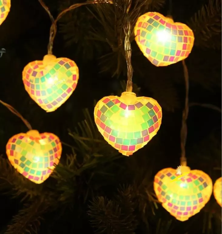 Peilimosaiikki Sydän -sisävalosarja 10 L - Sisävalosarjat ja valonauhat - 6438506004637 - 1