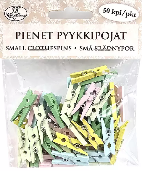 Pienet pyykkipojat pastellilajitelma 50kpl - Tee-se-itse DIY - 6417715038107 - 1