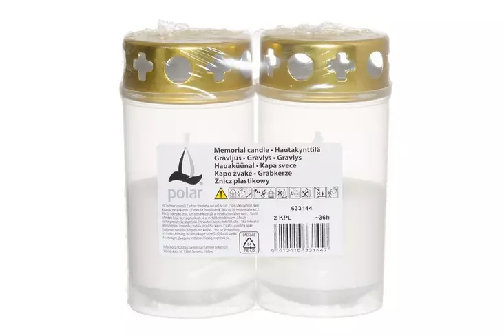 Polar Hautakynttilä valkoinen 2 kpl 36 h - Hautakynttilät ja lyhtykynttilät - 6410416331447 - 1