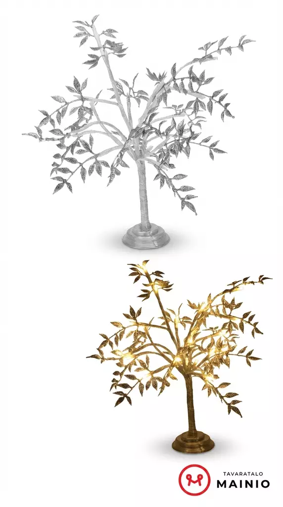 PUU HOPEALEHDILLÄ 20 LED - Valaistut kranssit ja kuuset - 8719202272567 - 1