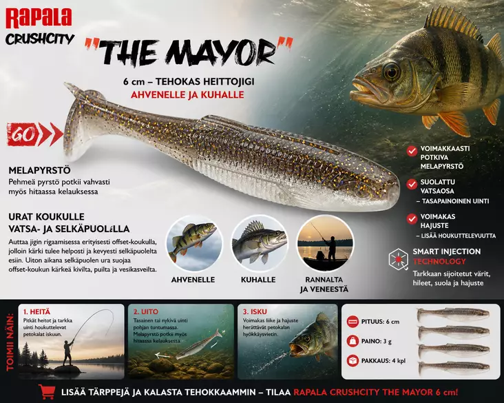 Rapala CrushCity The Mayor 6 cm 4 kpl - Jigit ja jigipäät - 0000000007177 - 1