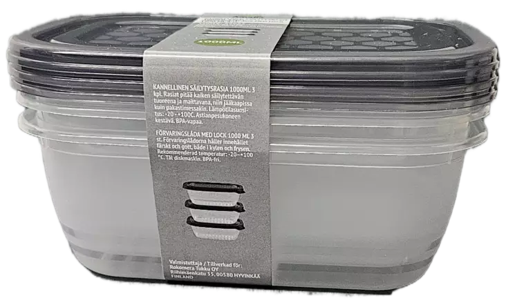 SÄILYTYSRASIASETTI 1 L 3-OSAINEN - Ruuansäilytysrasiat - 6438159880817 - 1