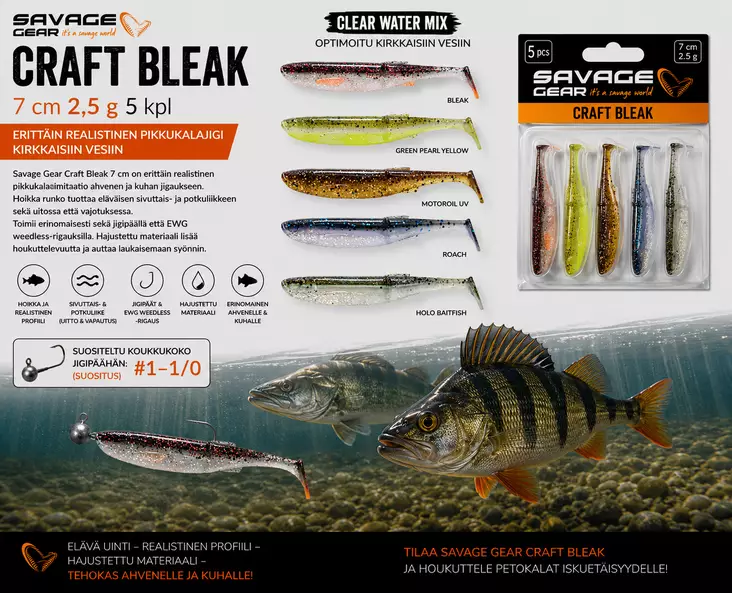 SG Craft Bleak 7cm Clear Water MIX - Jigit ja jigipäät - 5706301003447 - 1