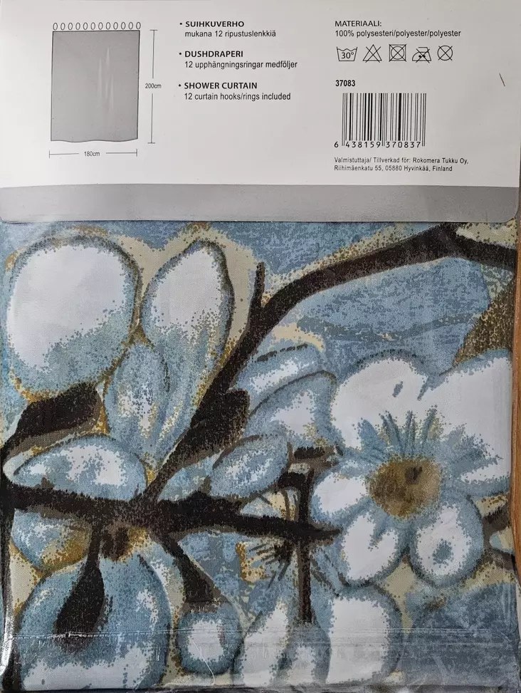 SUIHKUVERHO 180x200cm - Kylpyhuoneen piensisustustuotteet - 6438159370837 - 1