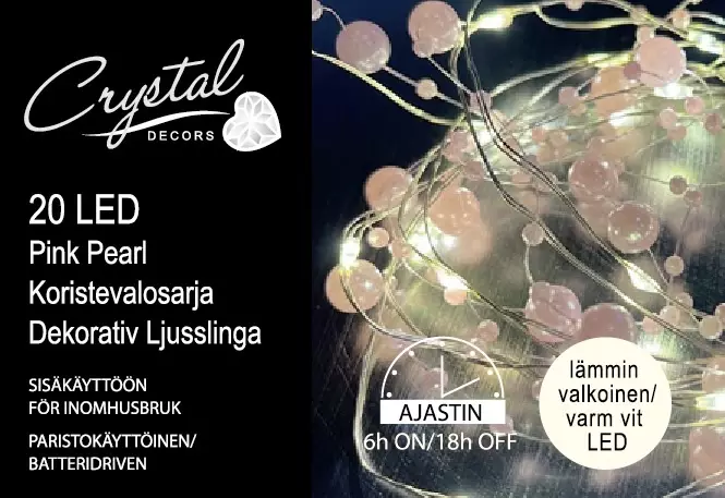 VALOSARJA PINK PEARL 20 LED - Sisävalosarjat ja valonauhat - 6438159388337 - 1