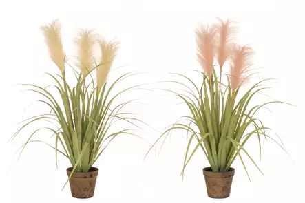 4Living Pampaheinä ruukussa 69 cm luonnonvalkoinen - Tekokukat ja -kasvit - 6410413277908 - 1