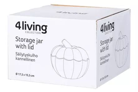 4Living Säilytyskulho Kurpitsa kannellinen ruskea lasia 17,5x17,5x15,5 cm - Koriste-esineet - 6410416479118 - 2