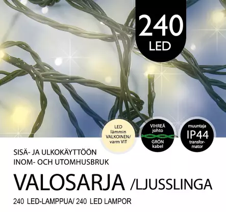 ULKOVALOSARJA 240 LED lämmin valkoinen - Ulkovalosarjat - 6438159689908 - 1