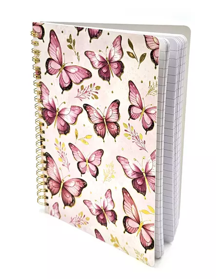 Kierrevihko A5 Perhoset pinkki 160 sivua (80 arkkia/lehteä) - Tee-se-itse DIY - 6417715066568 - 2