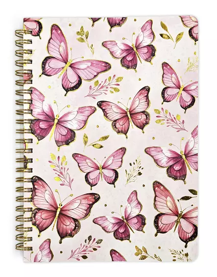 Kierrevihko A5 Perhoset pinkki 160 sivua (80 arkkia/lehteä) - Tee-se-itse DIY - 6417715066568 - 1