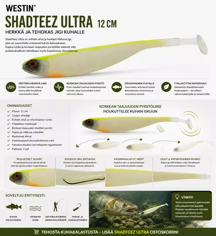 SHADTEEZ ULTRA 12CM 7G HEADLIGHT 2KPL - Jigit ja jigipäät - 5707549536278 - 2