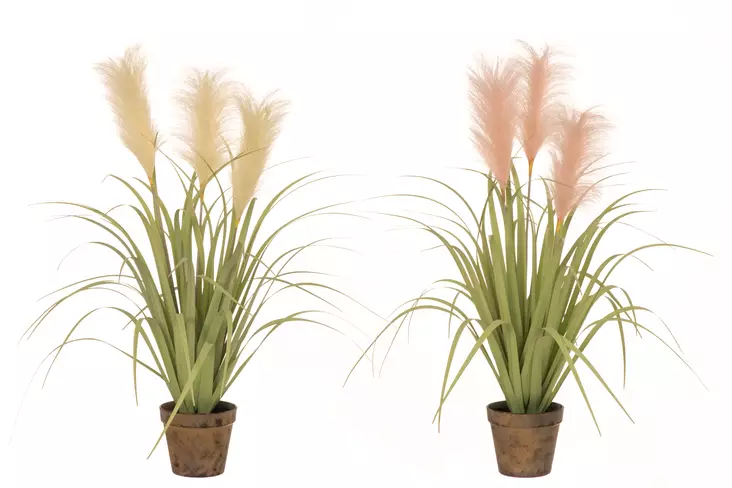 4Living Pampaheinä ruukussa 69 cm luonnonvalkoinen - Tekokukat ja -kasvit - 6410413277908 - 1