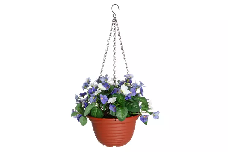 4Living Orvokki amppelissa 22 cm sininen - Tekokukat ja -kasvit - 6410416437248 - 1