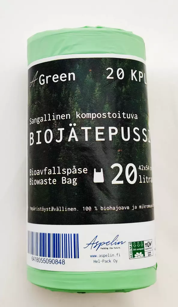 A.Green Sangallinen Biopussi 20 L, 20 kpl/rll, 420x520 mm, Kotikomposti - Jätteiden lajittelu - 6418055090848 - 1