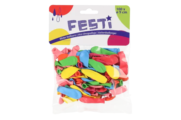 FESTI Vesi-ilmapallot 9cm 100 kpl - Sisäleikit - 6410416344188 - 1