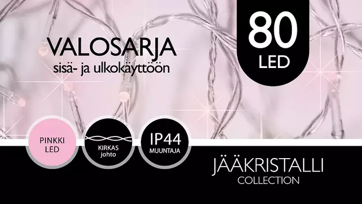 LED ULKOVALOSARJA 80 LED pinkki - Ulkovalosarjat - 6438159119498 - 1