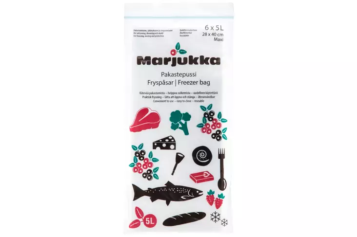 Marjukka Pakastepussi Avaa-sulje Maxi 5 L 6 kpl - Pakastuspussit ja kertakäyttörasiat - 6410411983078 - 1